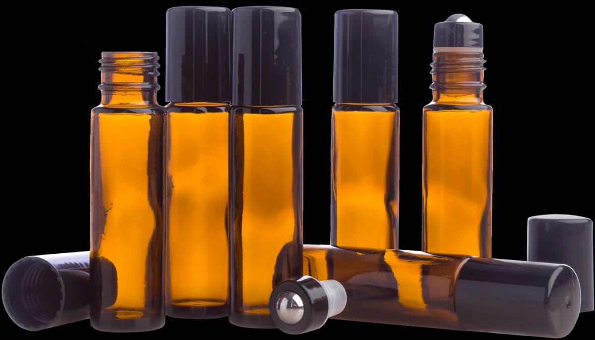Amber Roller Bottles, 10 ml (6 pack), official product photo